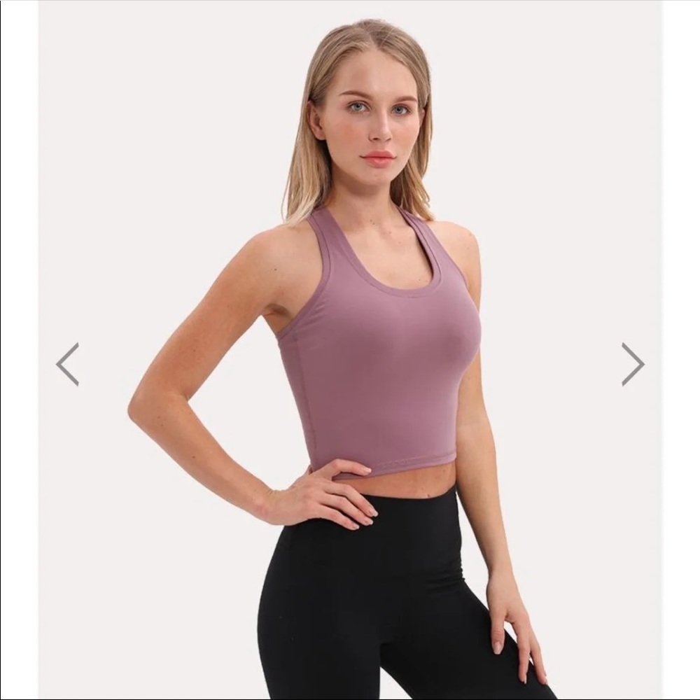 Muses Only Cool Racerback Crop Tank Top Mauve Pink Magnum 8